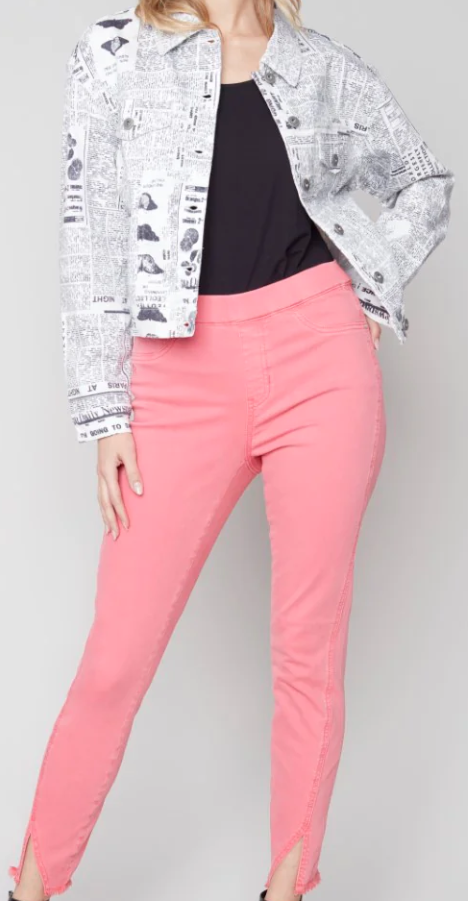 Printed Denim BF Jean Jacket | Newspaper