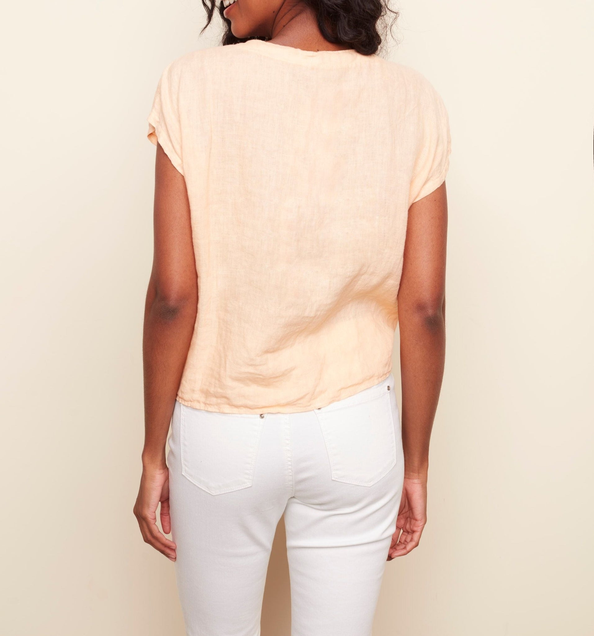 Linen Tie Front Blouse | Charlie B
