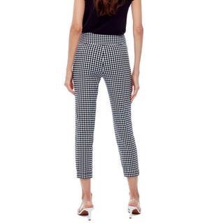 Gingham Cuffed Cropped Pants | Black & White