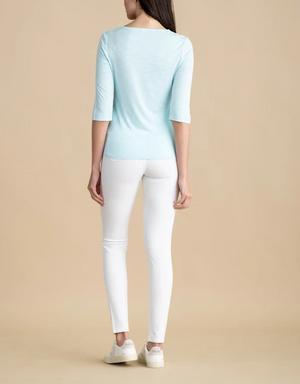 3/4 Sleeve Scoop Knit Tee | Baby Blue