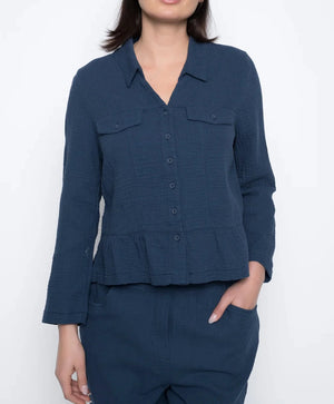 Button Front Jacket | Indigo