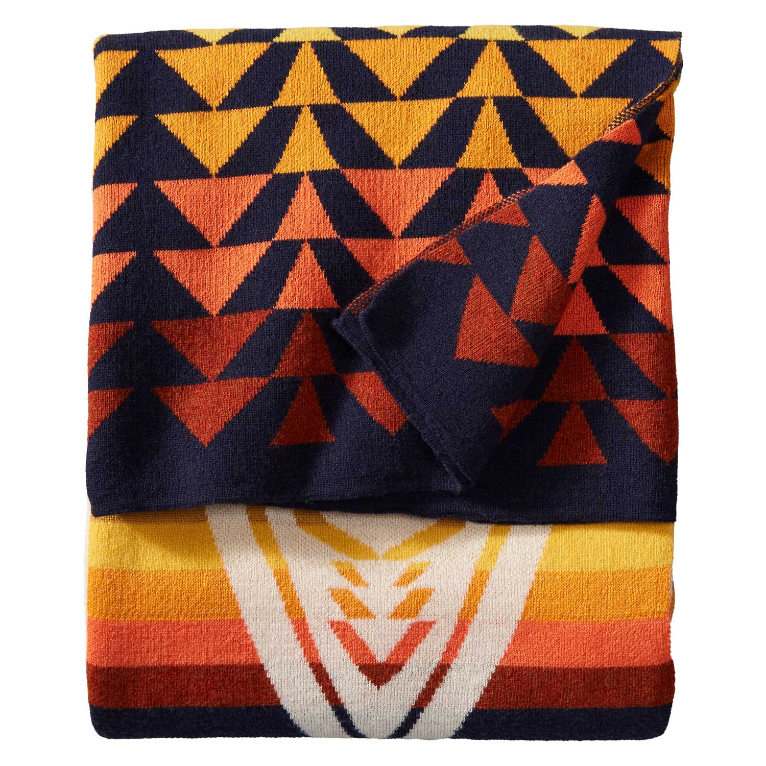 KNIT JACQUARD THROW | Navy Harding