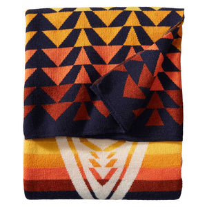 KNIT JACQUARD THROW | Navy Harding