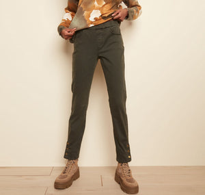 Button Detail Stretch Denim