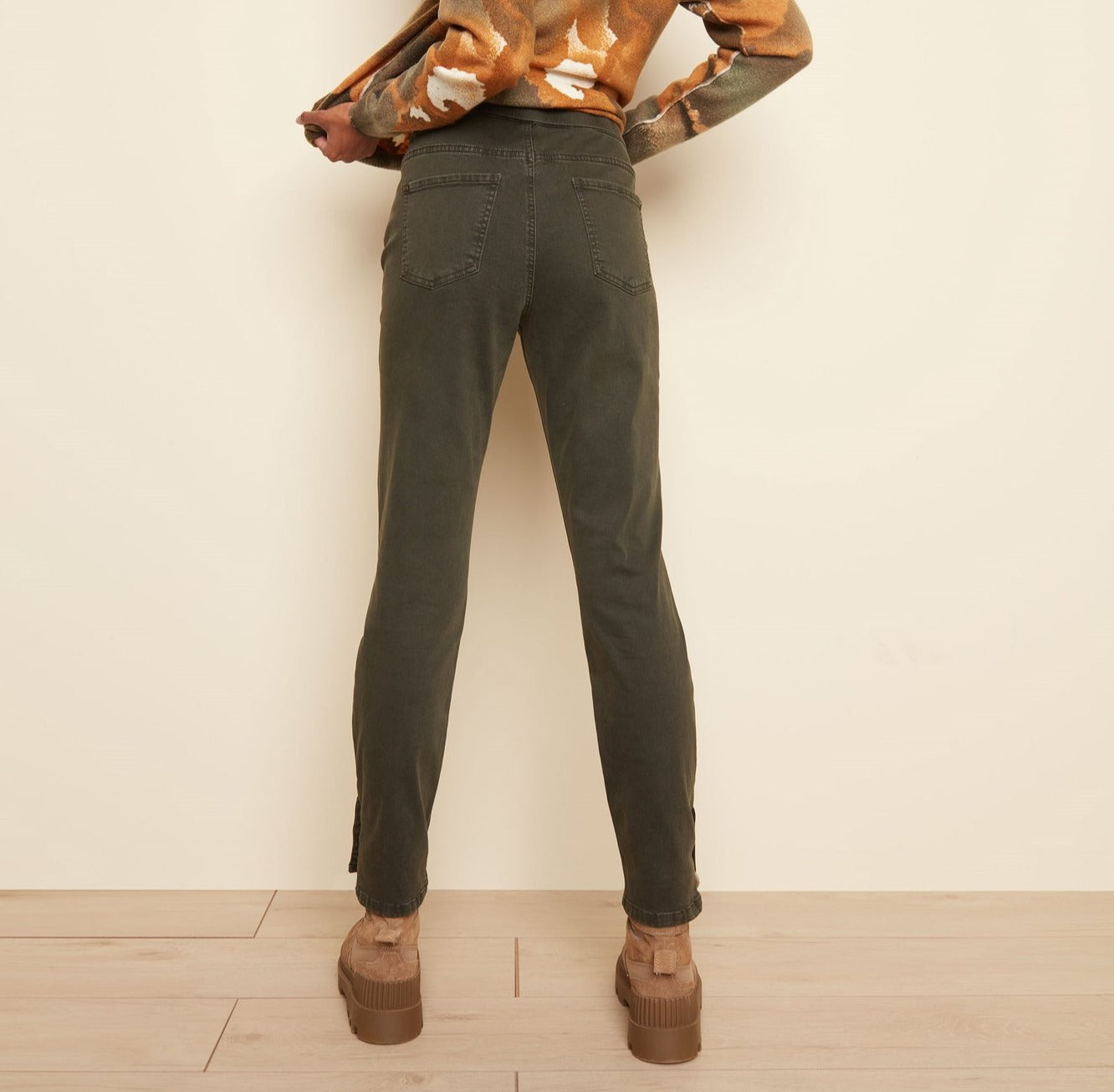 Button Detail Stretch Denim