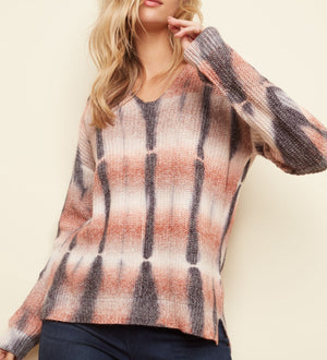 Tie-Dye V-Neck Sweater