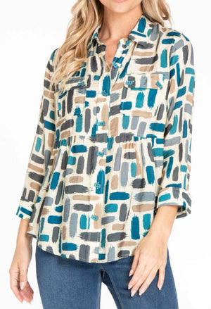Two Pocket Button Front Shirt | Silver Lining