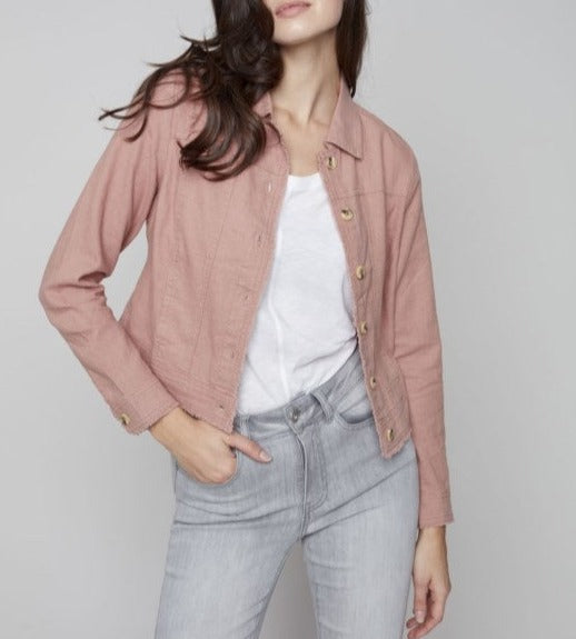 Linen Button Jacket | Nougat