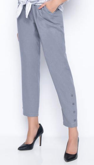 Pull-On Slim Pants With Buttons