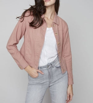 Linen Button Jacket | Nougat
