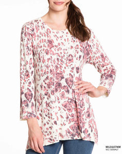 3/4 Sleeve Crew Print Sweater