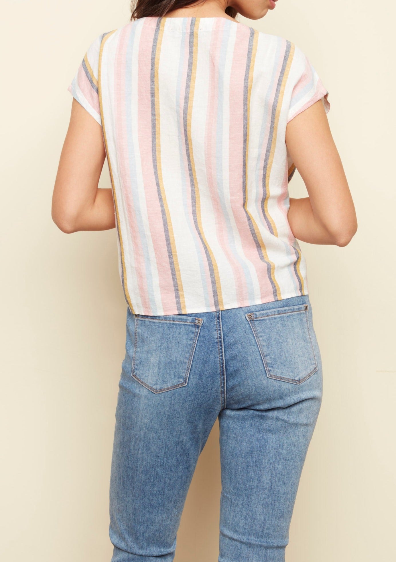 Cotton Linen Front Tie Top | Charlie B 