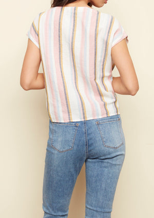 Cotton Linen Front Tie Top | Charlie B 