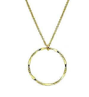 Hammered Open Gold Vermeil Circle On Gold Fill Chain