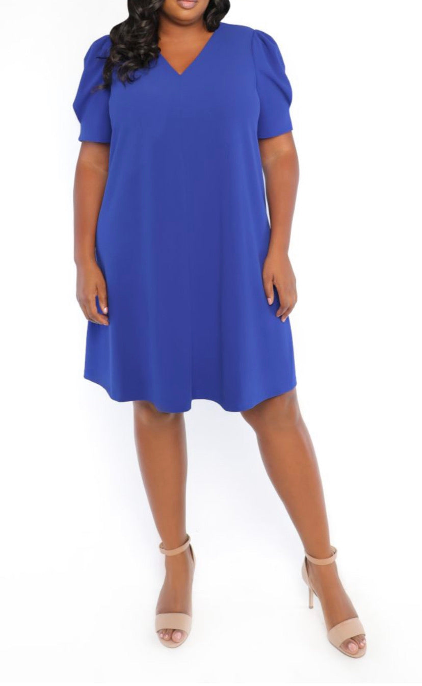 V-Neck Plus Royal Dress
