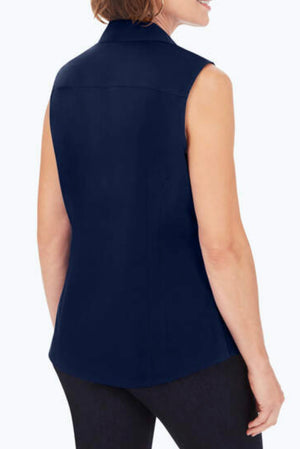 Taylor Essential Non-Iron Sleeveless Shirt Glacial Blue | Foxcroft
