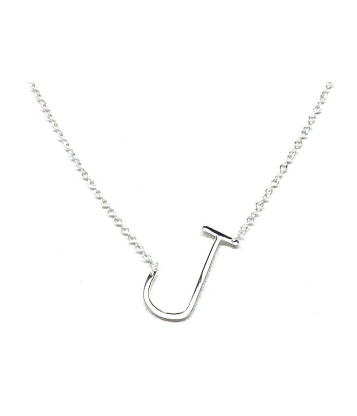 Silver J Necklace