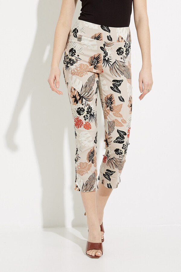  Tropical Print Cuffed Pants  | Beige 