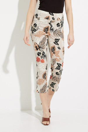  Tropical Print Cuffed Pants  | Beige 