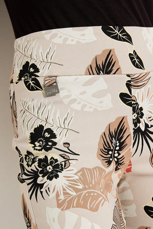  Tropical Print Cuffed Pants  | Beige 