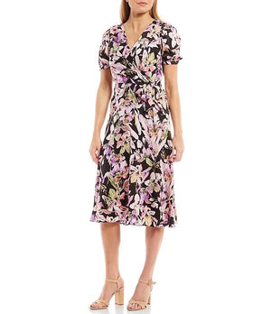 Cap Sleeve Midi Floral Dress | London Times