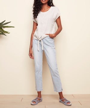 Linen Tie Front Blouse | Natural