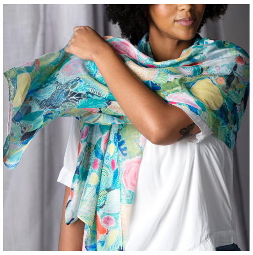 ArtLifting Rectangle Scarf | Floral Black