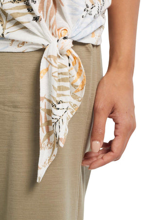 Linen Blend Tie Front Top | Sesame