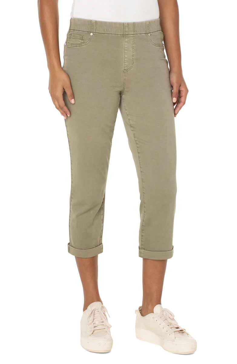 Chloe Slim Crop With Cuff | Pewter Green