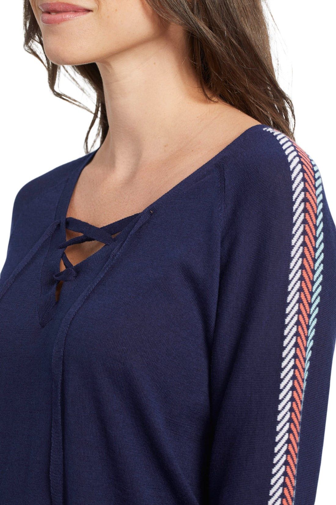 3/4 Sleeve Lace Up Sweater | Tribal
