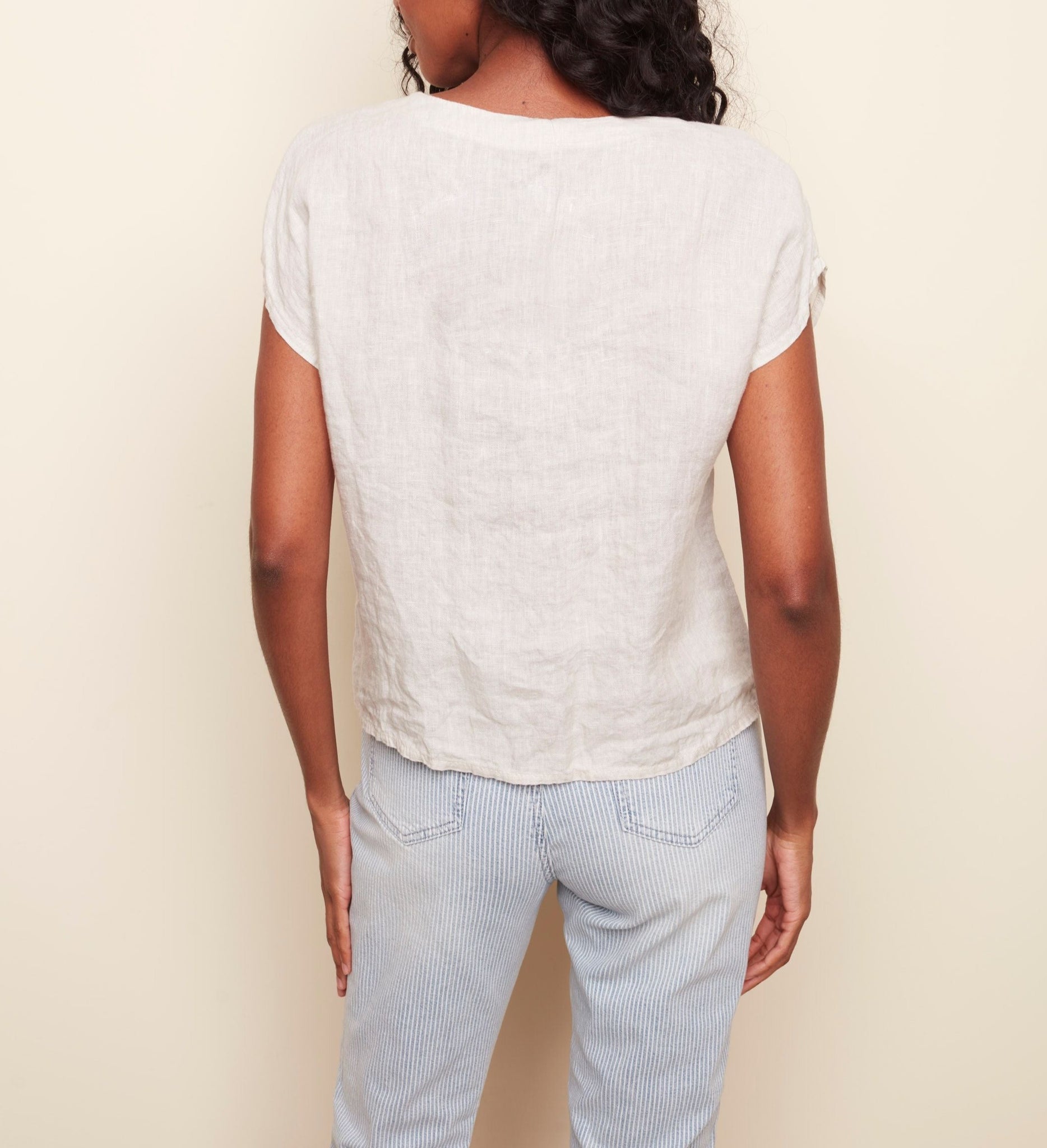 Linen Tie Front Blouse | Natural